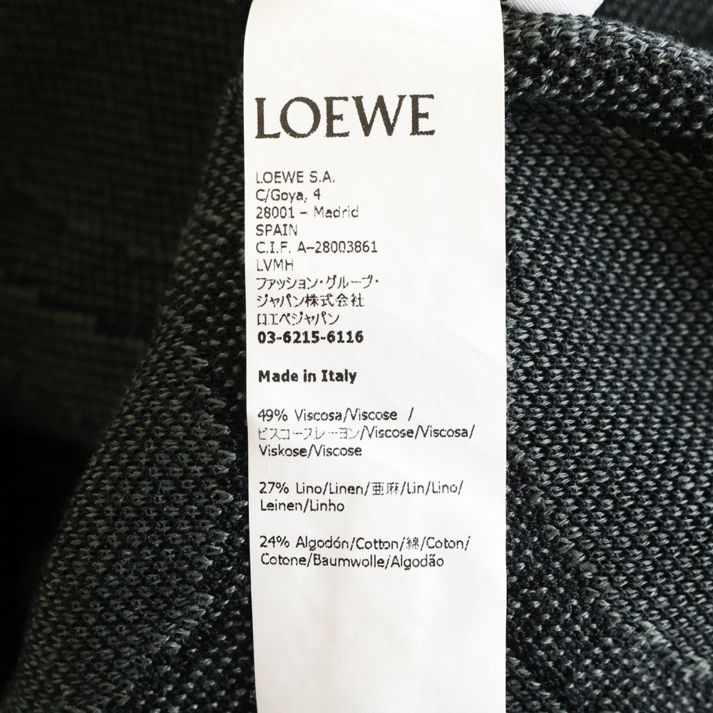 LOEWE(ロエベ) 22AW アナグラム ジャガード セーター 黒×グレー コットン リネン H526Y14KAS