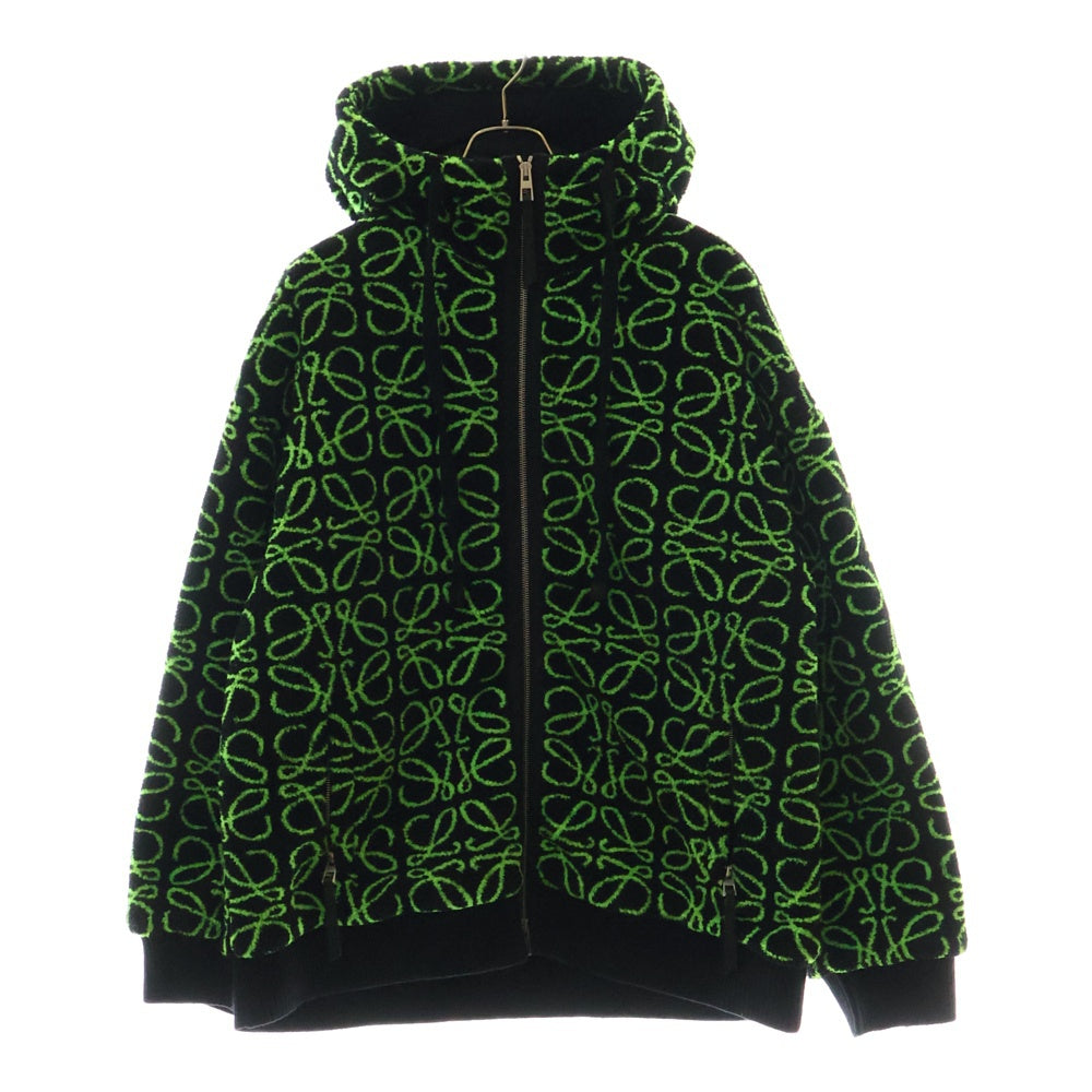 LOEWE(ロエベ) 22AW アナグラム フリースジャケット アウター ブラック×グリーン ウール #S H526Y52J01