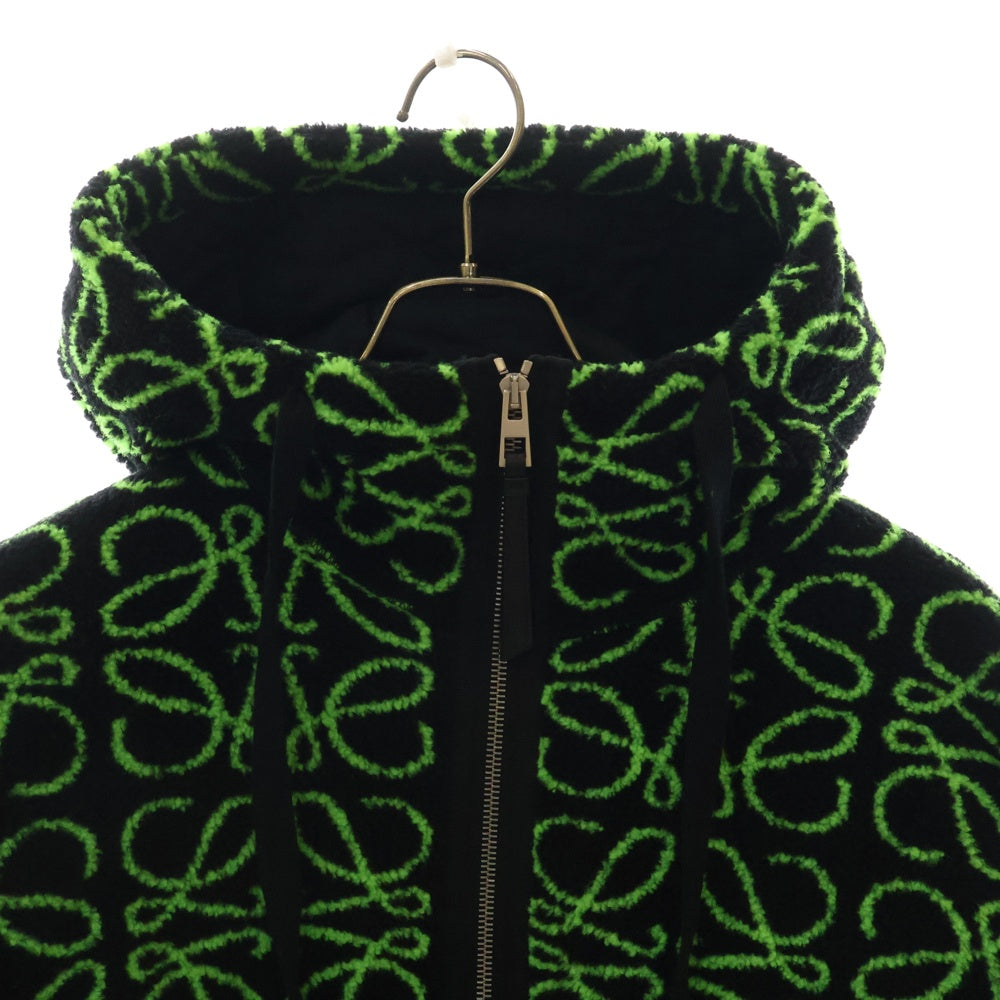 LOEWE(ロエベ) 22AW アナグラム フリースジャケット アウター ブラック×グリーン ウール #S H526Y52J01