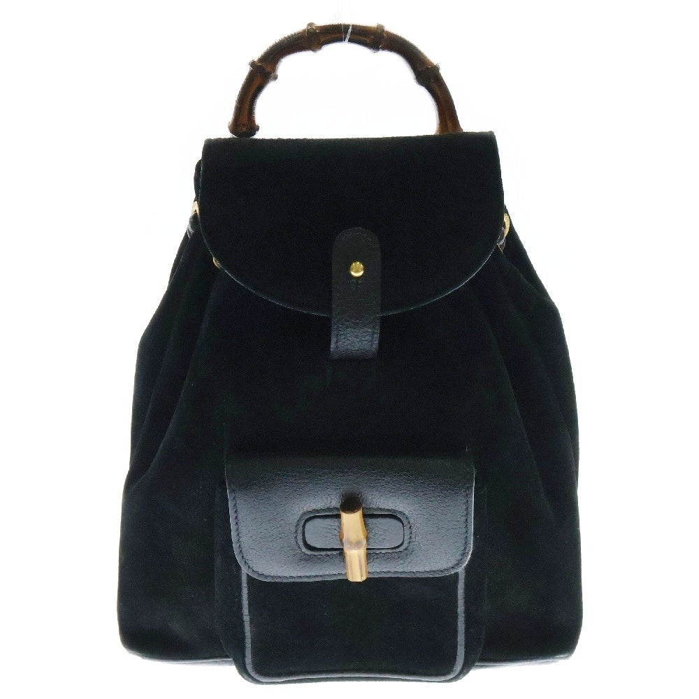GUCCI(グッチ) バンブー ミニバックパック ミニリュックサック ブラック スエード×レザー ゴールド金具 003.1705.0030