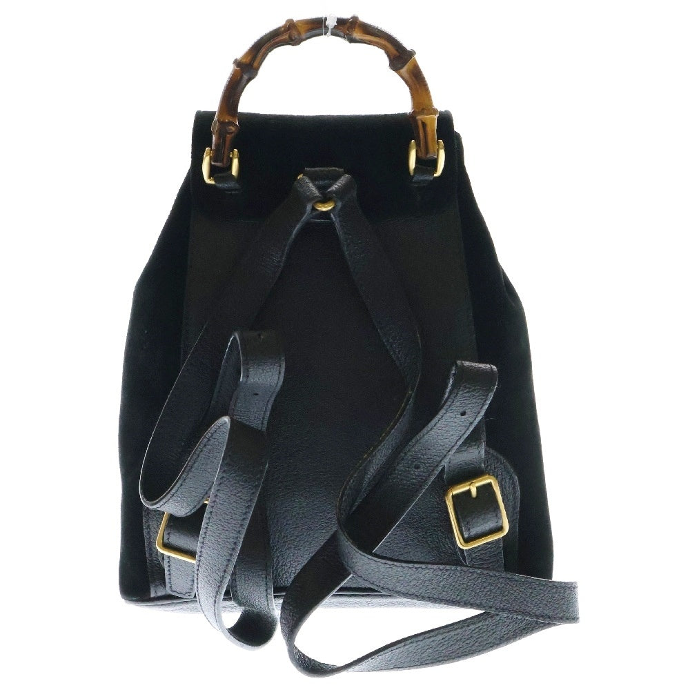 GUCCI(グッチ) バンブー ミニバックパック ミニリュックサック ブラック スエード×レザー ゴールド金具 003.1705.0030
