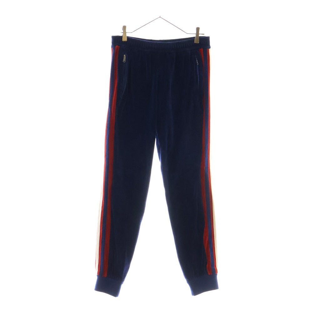 GUCCI(グッチ) サイドライン ベロア トラックパンツ ネイビー 547884