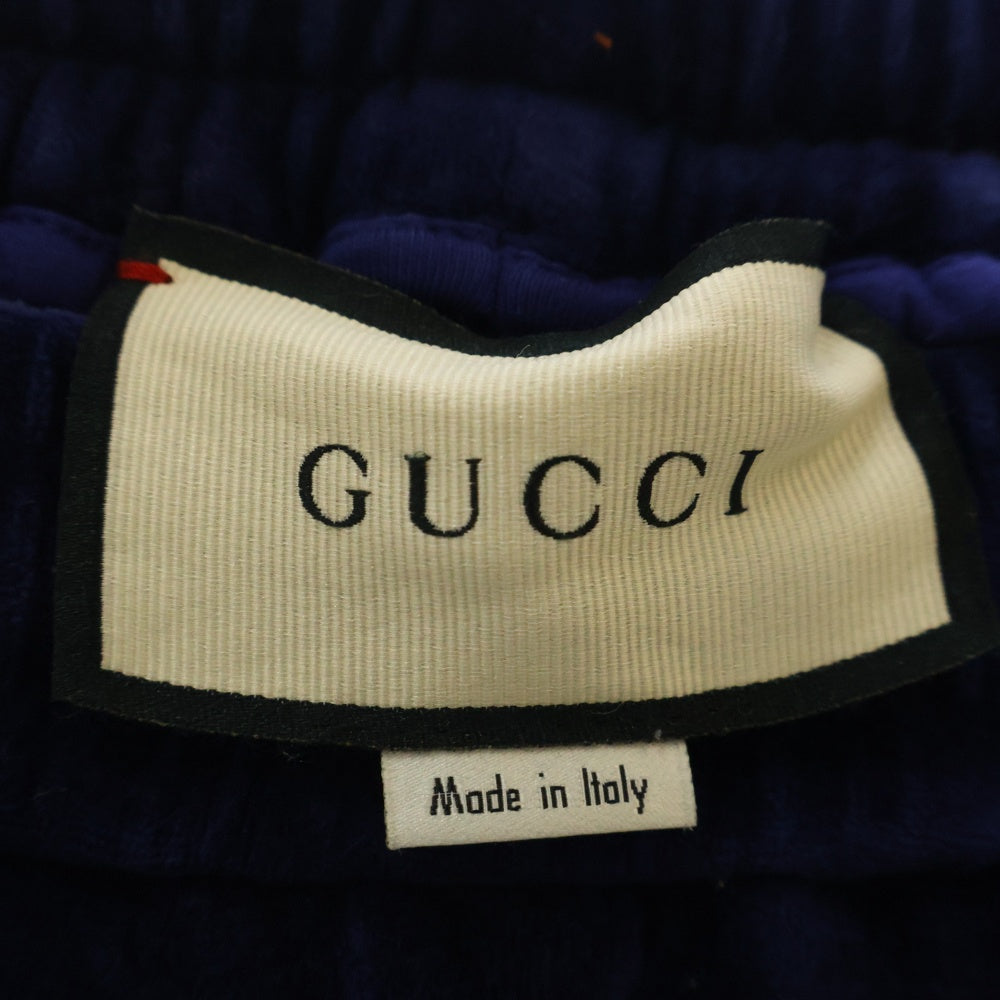 GUCCI(グッチ) サイドライン ベロア トラックパンツ ネイビー 547884