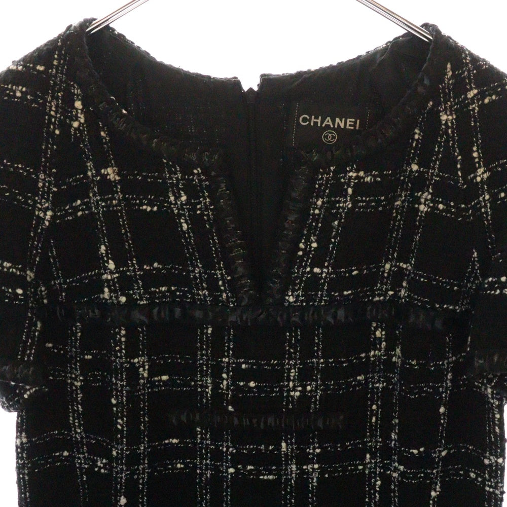 CHANEL(シャネル) 07P ツイードワンピース 黒 コットン×アクリル レディース P30488