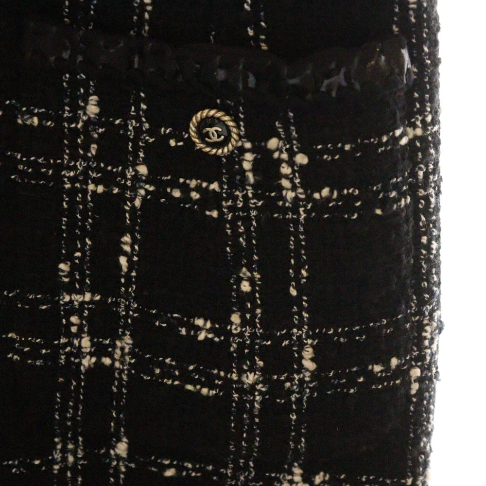 CHANEL(シャネル) 07P ツイードワンピース 黒 コットン×アクリル レディース P30488