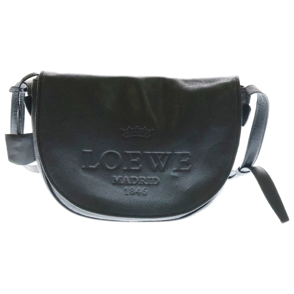 LOEWE(ロエベ) ヘリテージ ショルダーバッグ ロゴ 黒 レザー