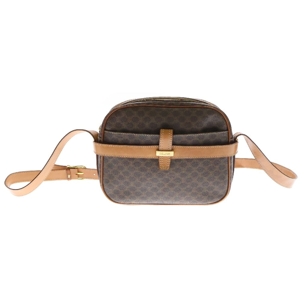 CELINE(セリーヌ) マカダム ショルダーバッグ ブラウン PVCレザー ヴィンテージ
