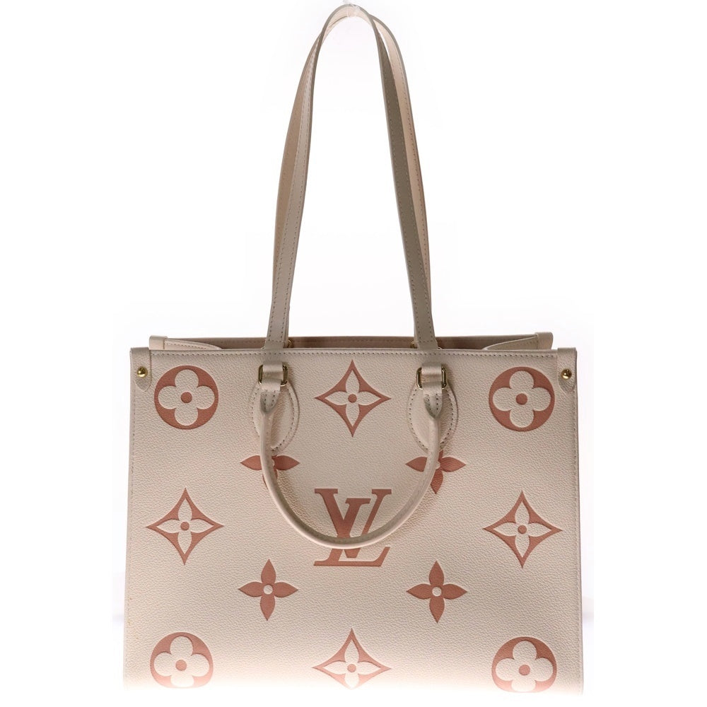LOUIS VUITTON(ルイヴィトン) モノグラム アンプラント オンザゴーMM 2WAY レザー ハンドバッグ トートバッグ ベージュ×オレンジ レディース M21575