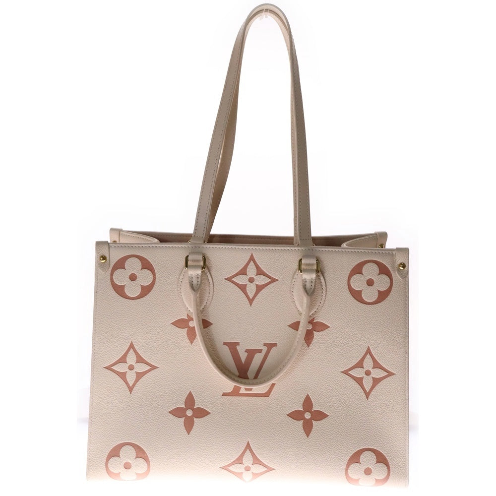 LOUIS VUITTON(ルイヴィトン) モノグラム アンプラント オンザゴーMM 2WAY レザー ハンドバッグ トートバッグ ベージュ×オレンジ レディース M21575