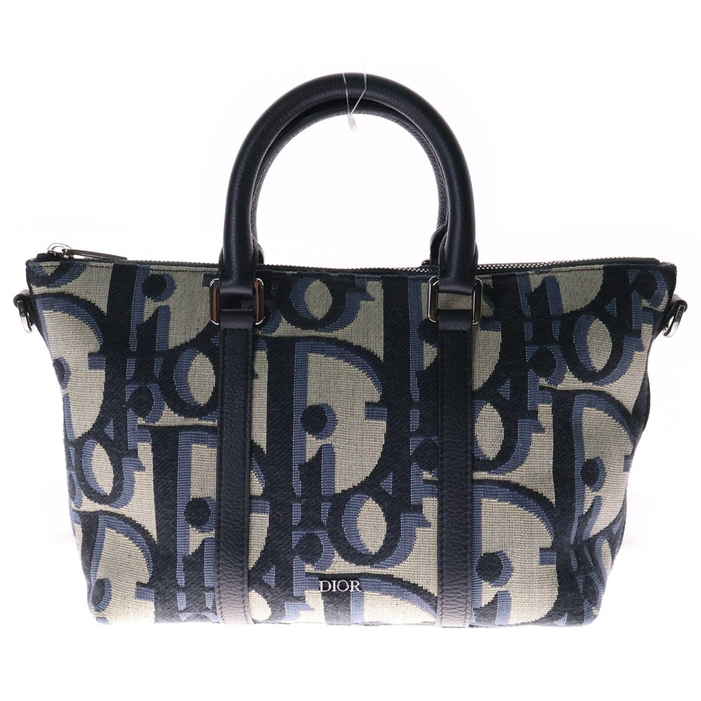 Christian Dior(クリスチャンディオール) ウィークエンダーPM オブリーク ネイビー キャンバス×レザー ハンドバッグ 2wayバッグ
