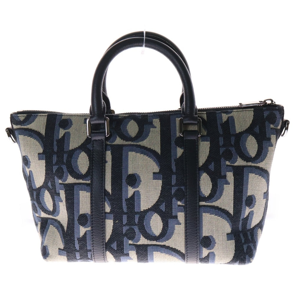 Christian Dior(クリスチャンディオール) ウィークエンダーPM オブリーク ネイビー キャンバス×レザー ハンドバッグ 2wayバッグ