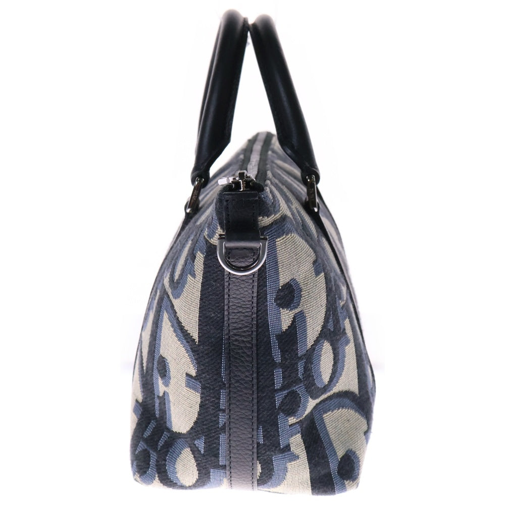 Christian Dior(クリスチャンディオール) ウィークエンダーPM オブリーク ネイビー キャンバス×レザー ハンドバッグ 2wayバッグ