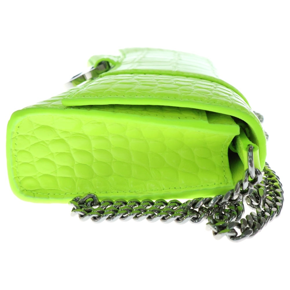 BALENCIAGA(バレンシアガ) アワーグラス ショルダーバッグ チェーンウォレット クロコ型押し イエロー レザー 656050