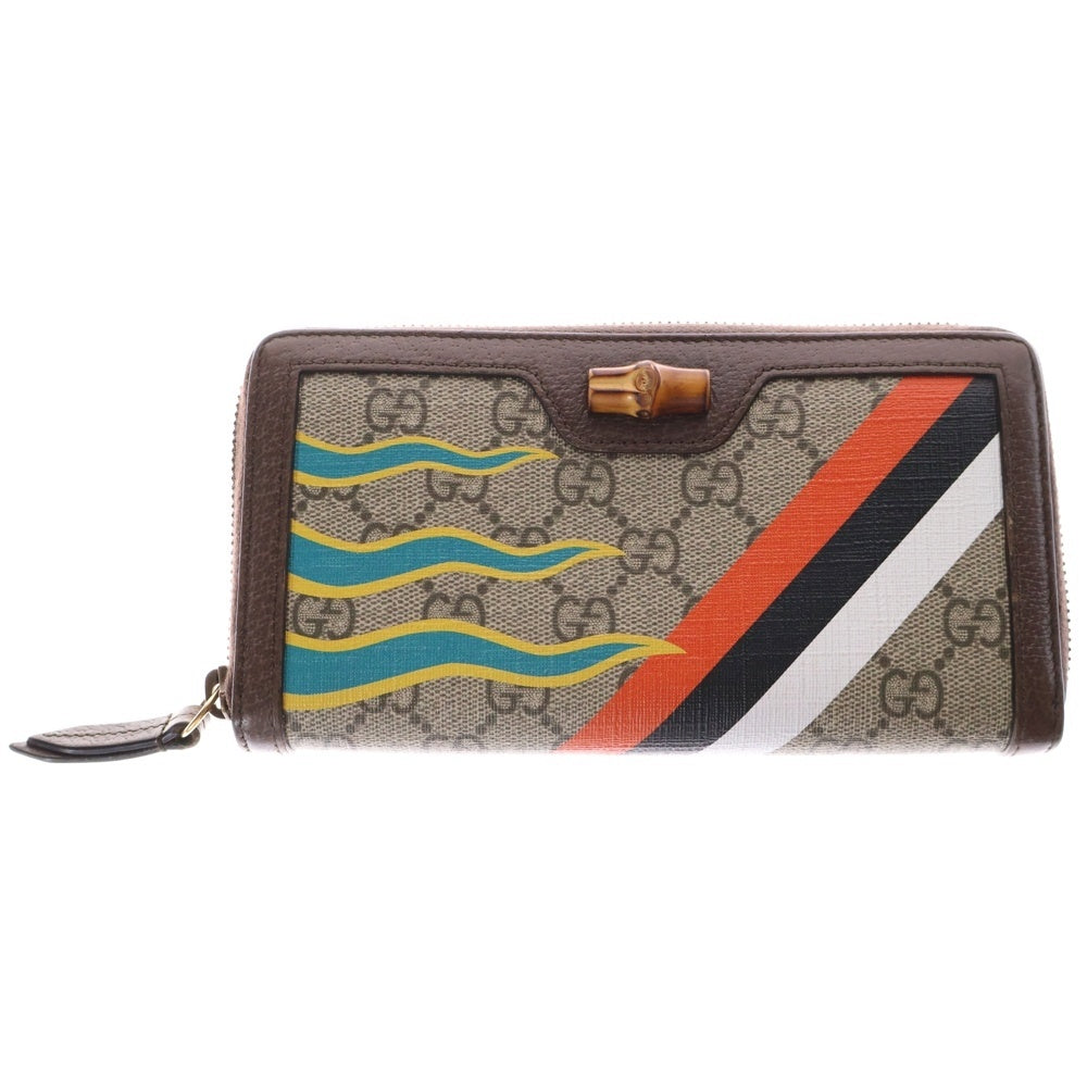GUCCI(グッチ) GGスプリーム バンブーラウンドファスナーロングウォレット 長財布 ベージュ 658634