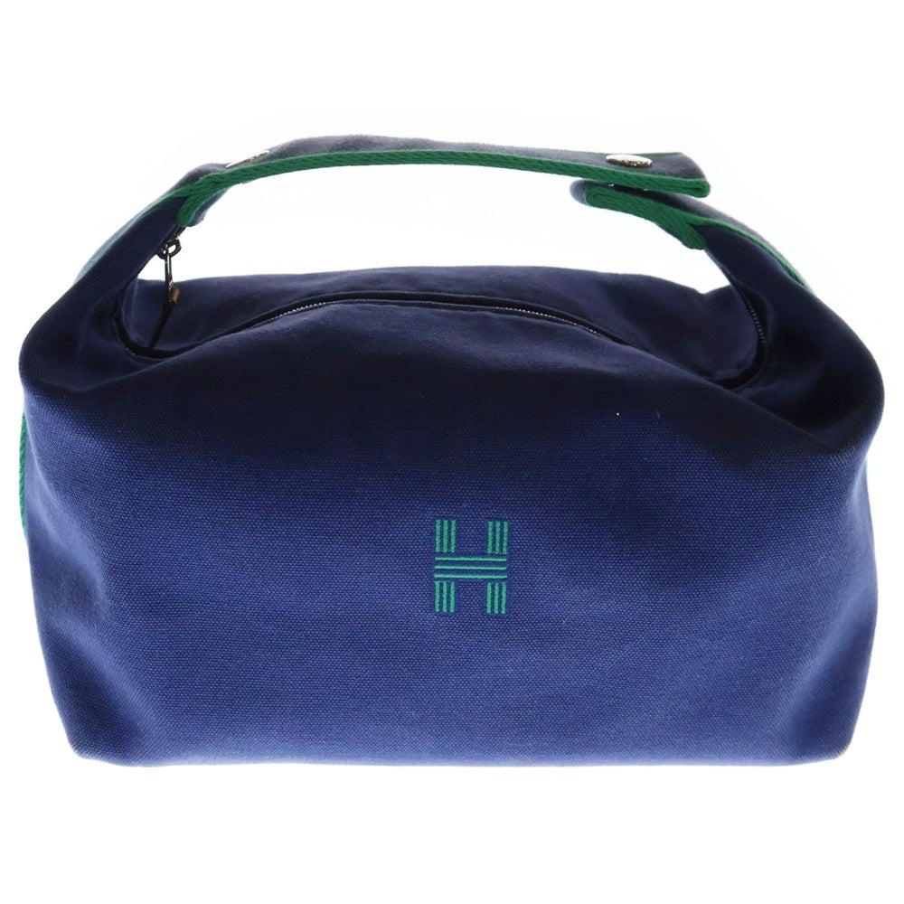 HERMES(エルメス) ブリッドアブラックGM ポーチ セカンドバッグ クラッチバッグ ブルー シルバー金具 キャンバス 103223M