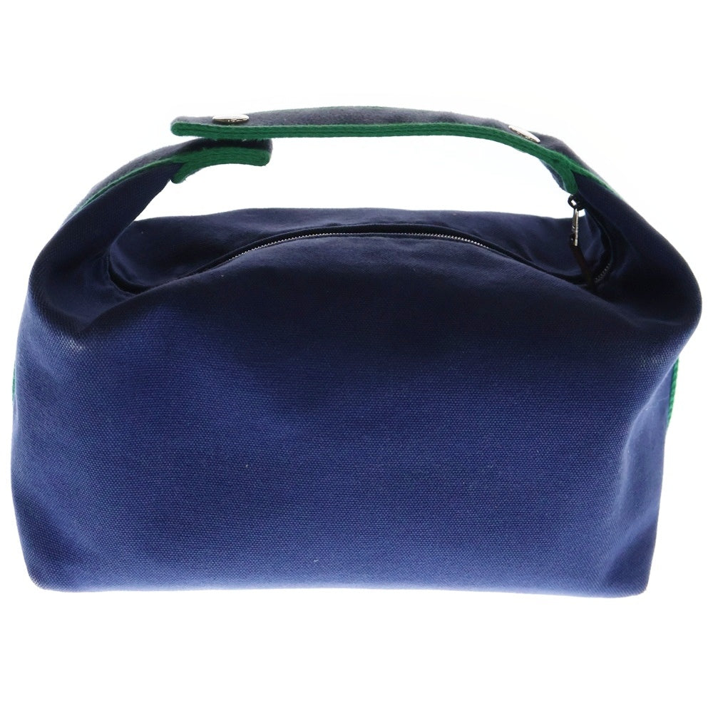HERMES(エルメス) ブリッドアブラックGM ポーチ セカンドバッグ クラッチバッグ ブルー シルバー金具 キャンバス 103223M