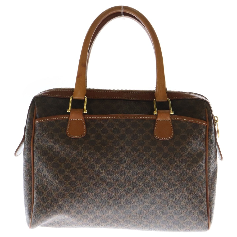 CELINE(セリーヌ) マカダム ミニボストンバッグ ハンドバッグ ブラウン ゴールド金具 PVC×レザー