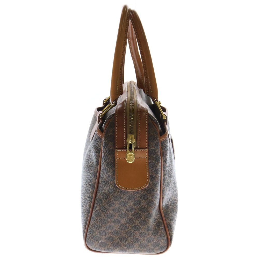 CELINE(セリーヌ) マカダム ミニボストンバッグ ハンドバッグ ブラウン ゴールド金具 PVC×レザー