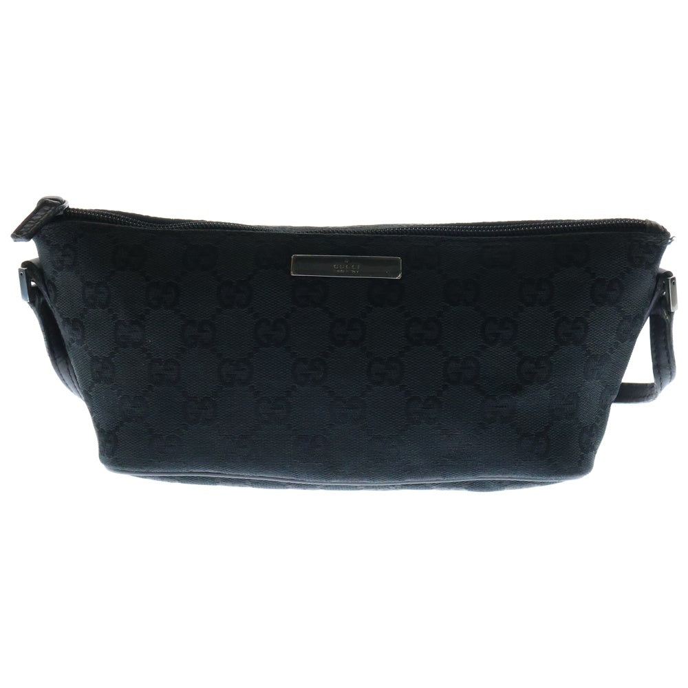 GUCCI(グッチ) GGキャンバス アクセサリーポーチ ケース キャンバス×レザー 収納 ブラック シルバー金具 07198