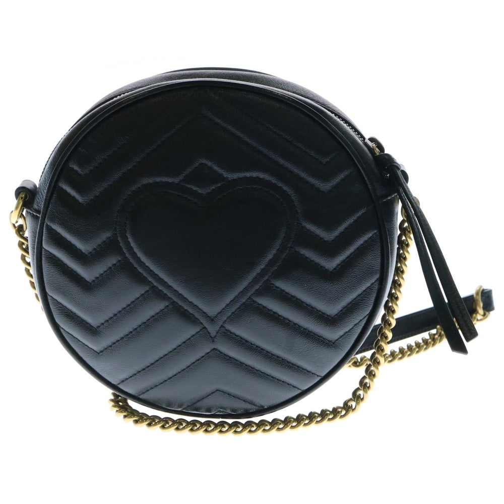 GUCCI(グッチ) GGマーモント ラウンドショルダーバッグ チェーンショルダー ブラック ゴールド金具 レザー 550154