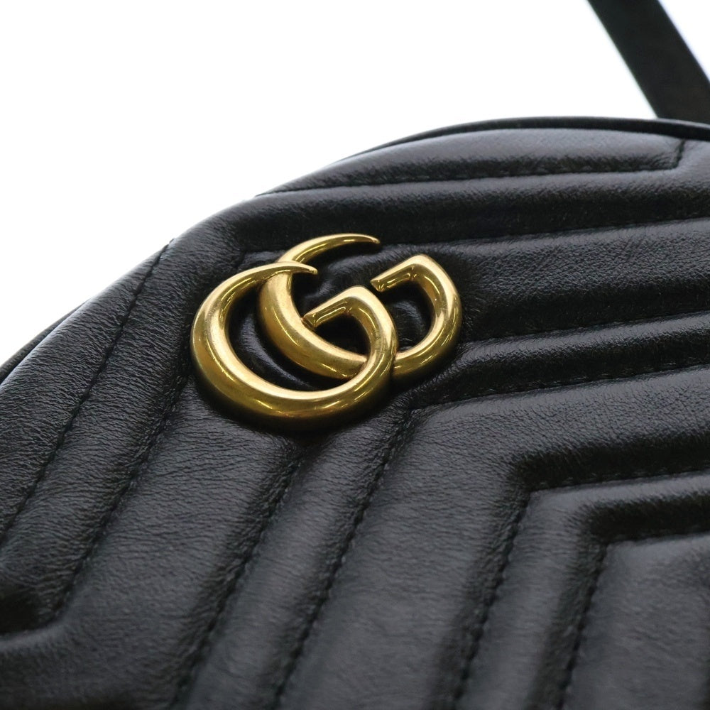 GUCCI(グッチ) GGマーモント ラウンドショルダーバッグ チェーンショルダー ブラック ゴールド金具 レザー 550154