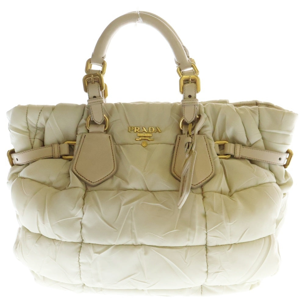 PRADA(プラダ) キルティング ハンドバッグ ベージュ ナイロン BN1583 レディース