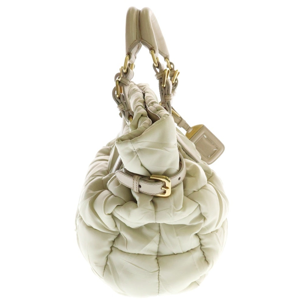 PRADA(プラダ) キルティング ハンドバッグ ベージュ ナイロン BN1583 レディース