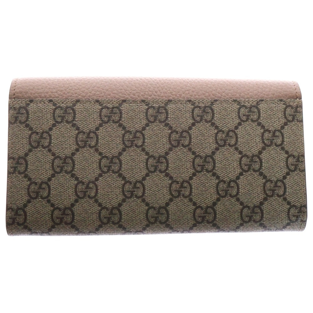 GUCCI(グッチ) GGマーモント GGスプリーム コンチネンタルウォレット ロングウォレット 長財布 レザー×PVC ピンク×ベージュ ゴールド金具 456116