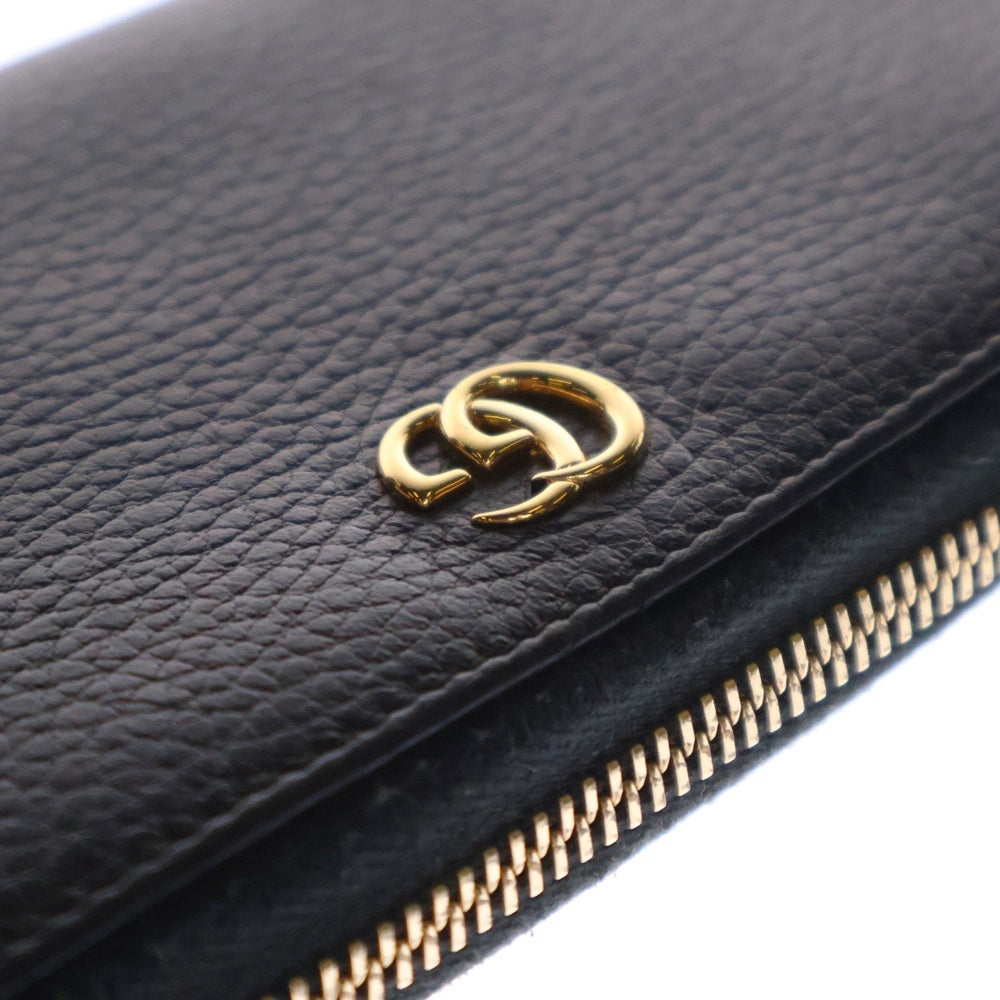 GUCCI(グッチ) GGマーモント ラウンドファスナー長財布 ロングウォレット カードケース ブラック ゴールド金具 レザー 456117