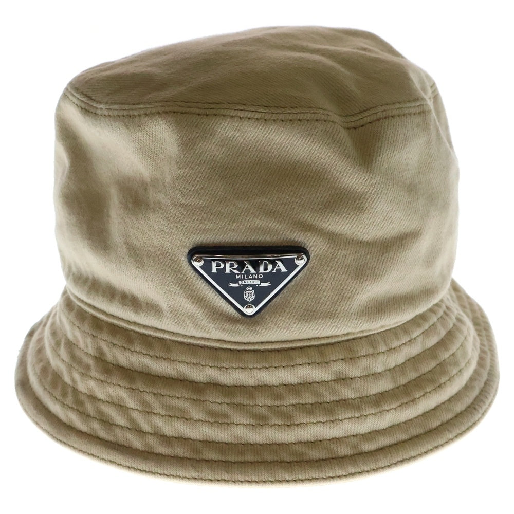 PRADA(プラダ) ヴィンテージ加工 ブルデニム バケットハット 帽子 ベージュ 2HC137_15E0_F0ABR