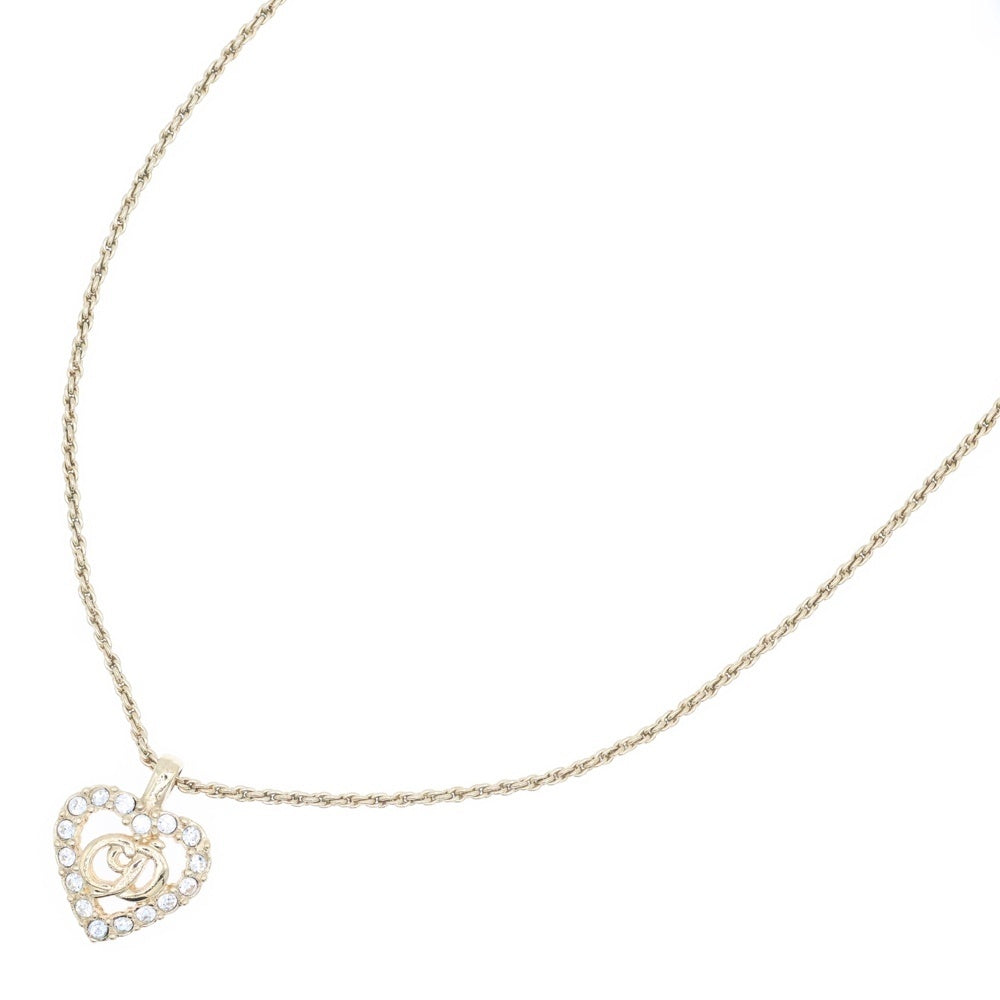 Christian Dior(クリスチャンディオール) ハート ロゴ ラインストーン ネックレス GP ゴールド アクセサリー