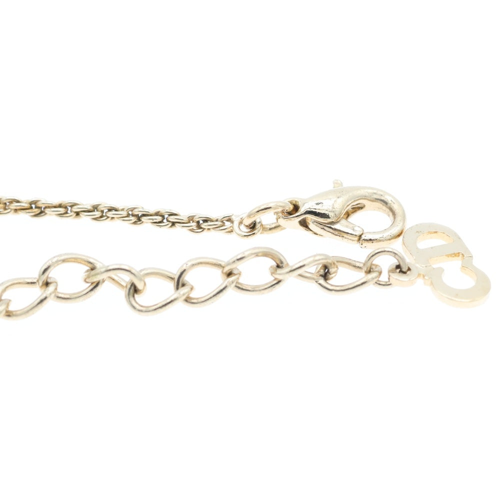 Christian Dior(クリスチャンディオール) ハート ロゴ ラインストーン ネックレス GP ゴールド アクセサリー