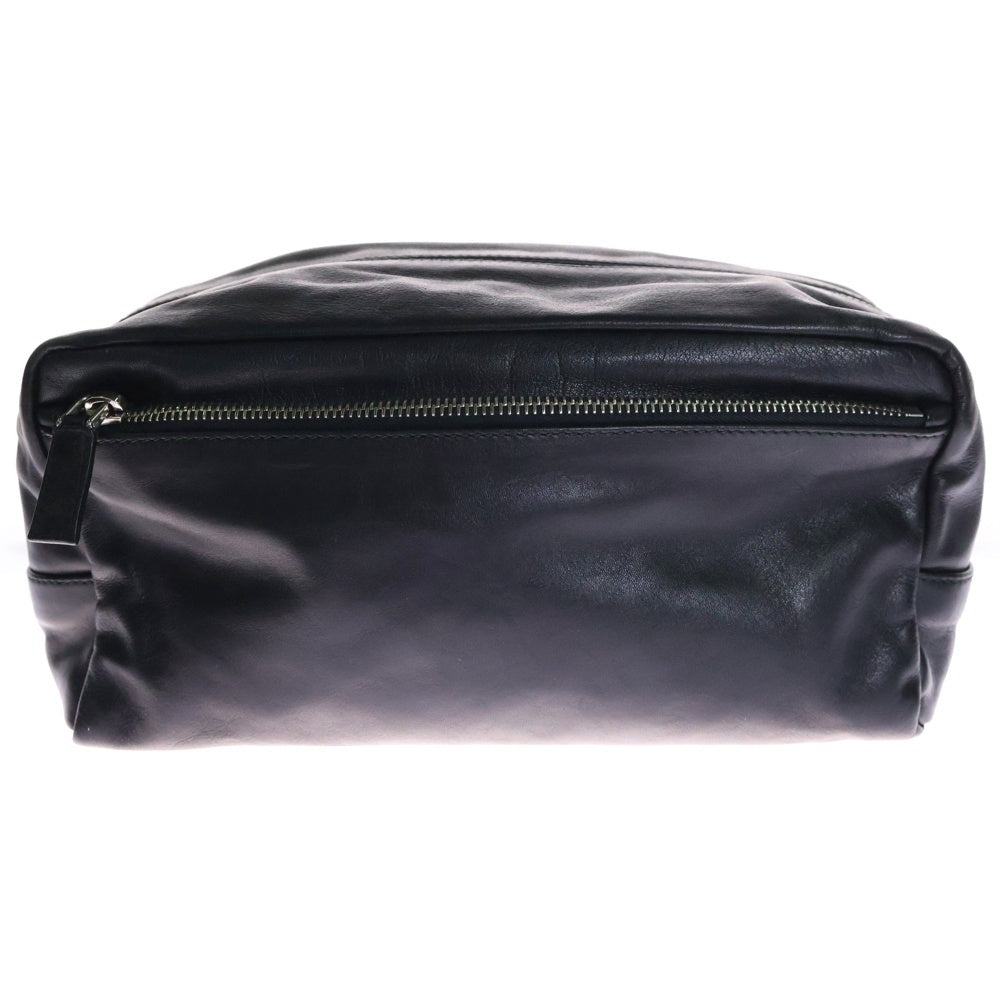 PRADA(プラダ) クラッチバッグ 黒 レザー ソフトカーフ ミニバッグ トライアングルロゴ 2N0029