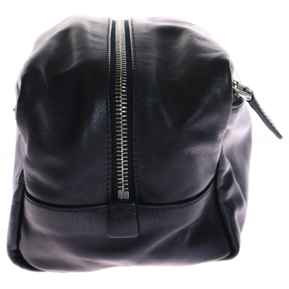 PRADA(プラダ) クラッチバッグ 黒 レザー ソフトカーフ ミニバッグ トライアングルロゴ 2N0029