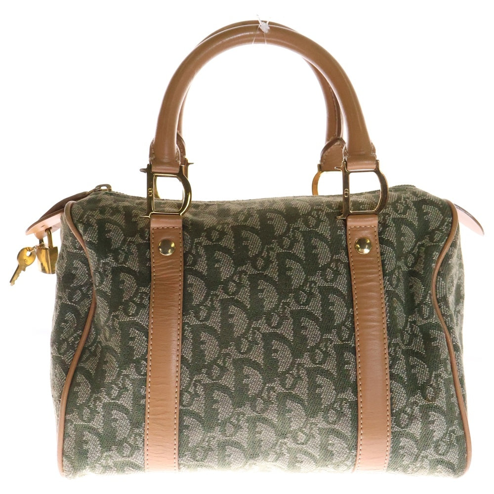 Christian Dior(クリスチャンディオール) トロッター ミニボストンバッグ カーキ キャンバス×レザー ショルダーバッグ