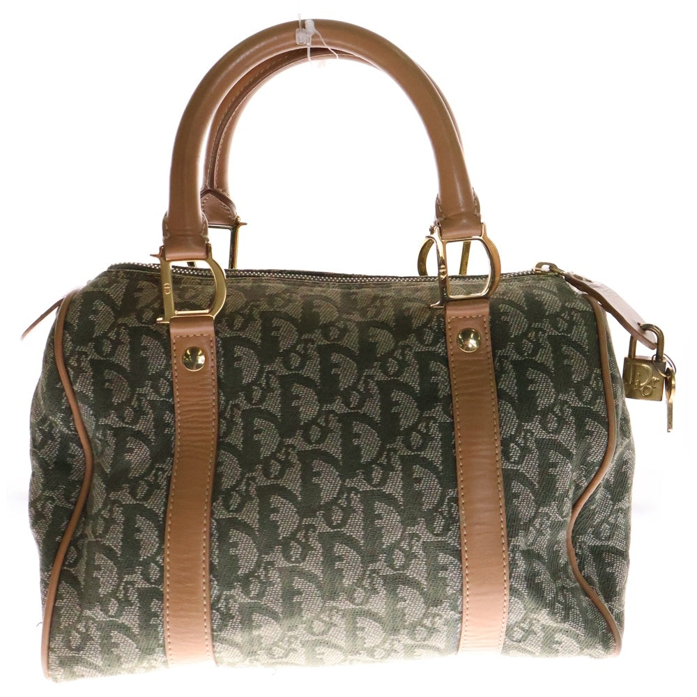 Christian Dior(クリスチャンディオール) トロッター ミニボストンバッグ カーキ キャンバス×レザー ショルダーバッグ
