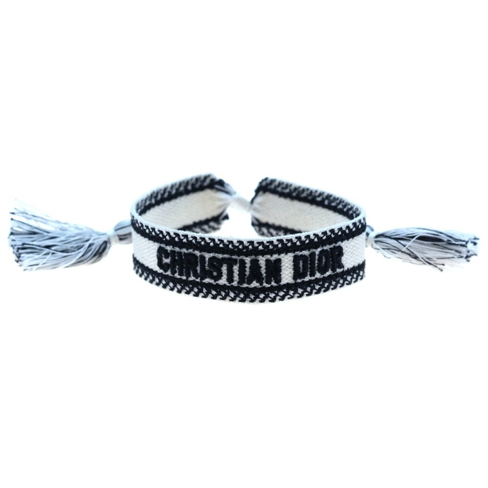Christian Dior(クリスチャンディオール) ミサンガ ブレスレット ホワイト×ブラック コットン アクセサリー