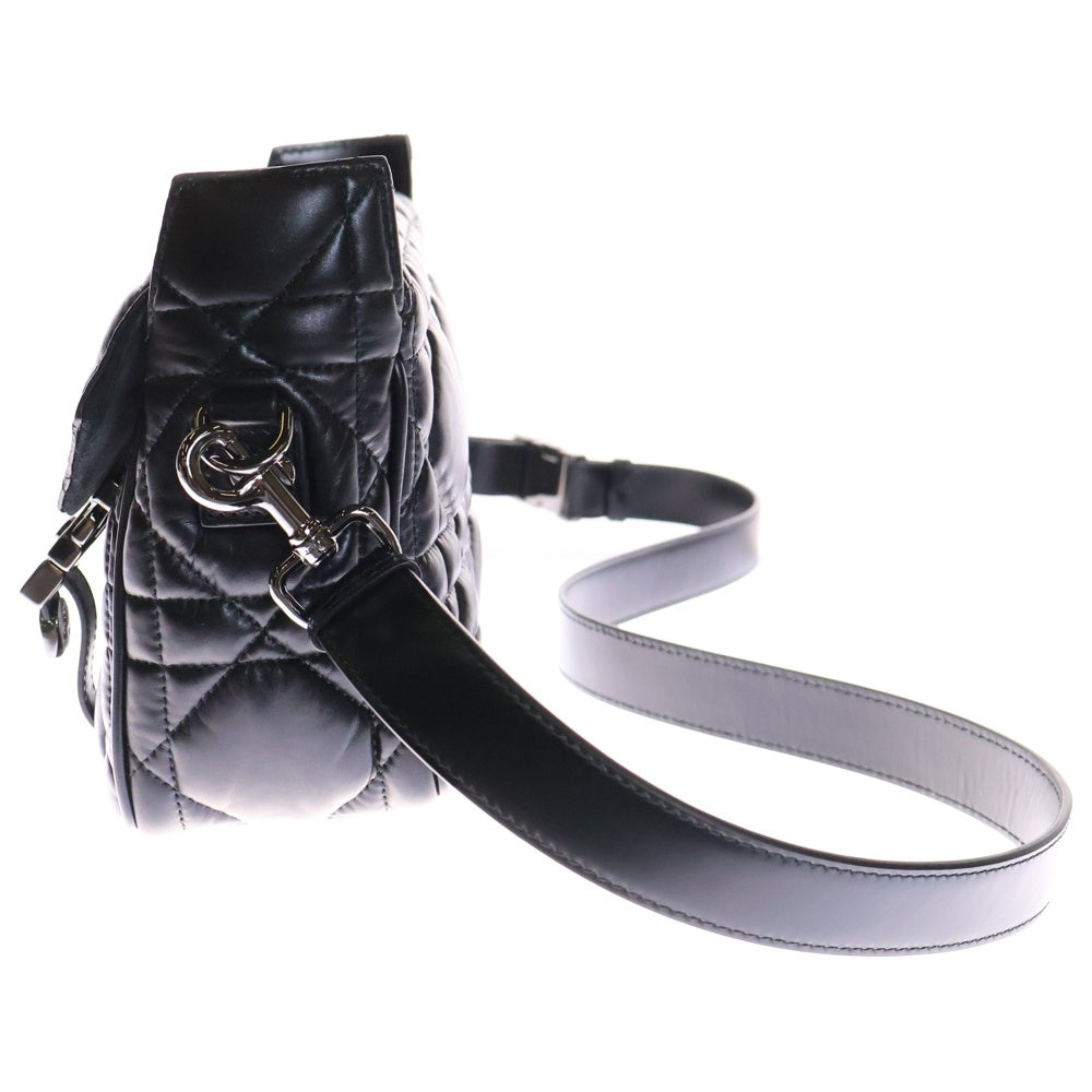 Christian Dior(クリスチャンディオール) マイクロカナージュ ディオールキャンプ ショルダーバッグ 黒 レザー シルバー金具