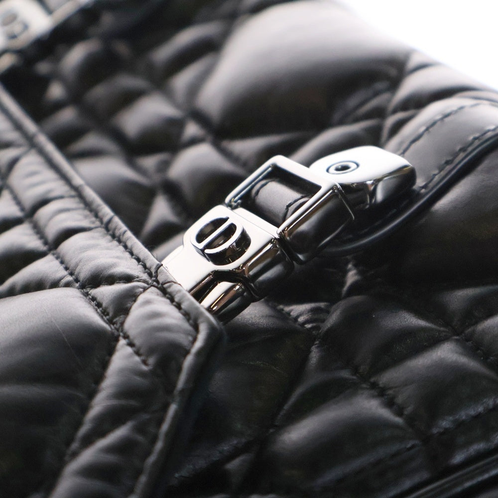 Christian Dior(クリスチャンディオール) マイクロカナージュ ディオールキャンプ ショルダーバッグ 黒 レザー シルバー金具