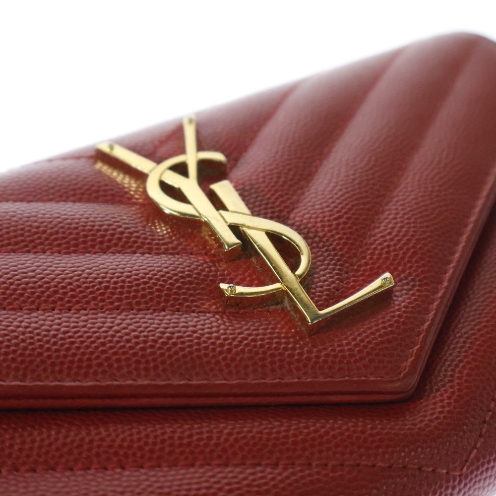SAINT LAURENT PARIS(サンローランパリ) カサンドラ 長財布 レッド レザー ウォレット レディース