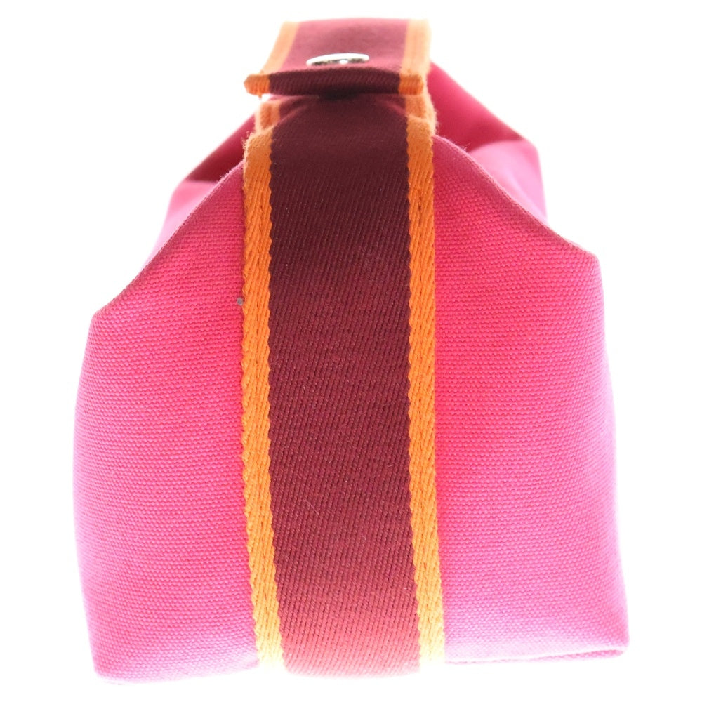 HERMES(エルメス) ブリッドアブラックPM ハイビスカス キャンバス ポーチ ハンドバッグ ピンク
