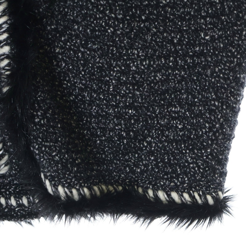 CHANEL(シャネル) ココマークジップ アップ カシミヤ モヘヤ混 ファー ニット セーター ポンチョ グレー/ブラック レディース P39919K02851