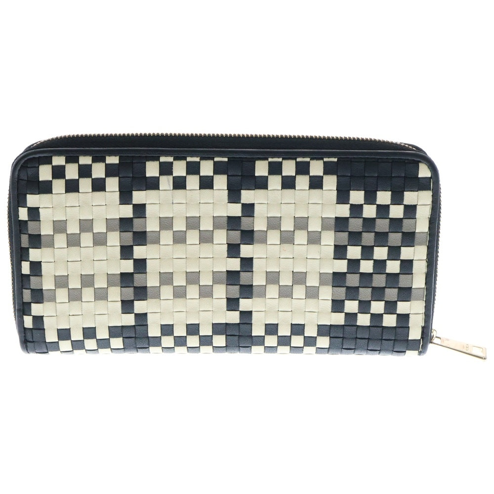 FURLA(フルラ) ラウンドファスナー 長財布 クリーム×ブラック レザー ロングウォレット