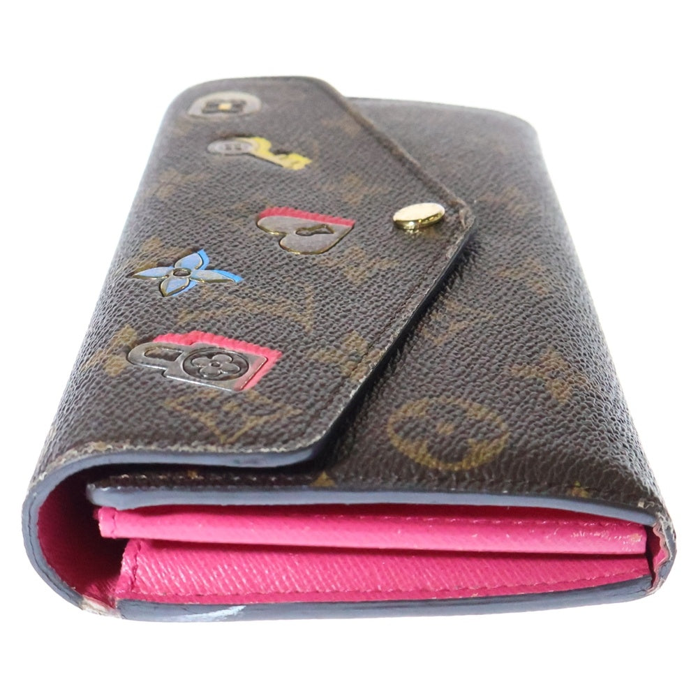 LOUIS VUITTON(ルイヴィトン) モノグラム ポルトフォイユ サラ ラブ ロック ロングウォレット 長財布 ブラウン ゴールド金具 PVC M64117