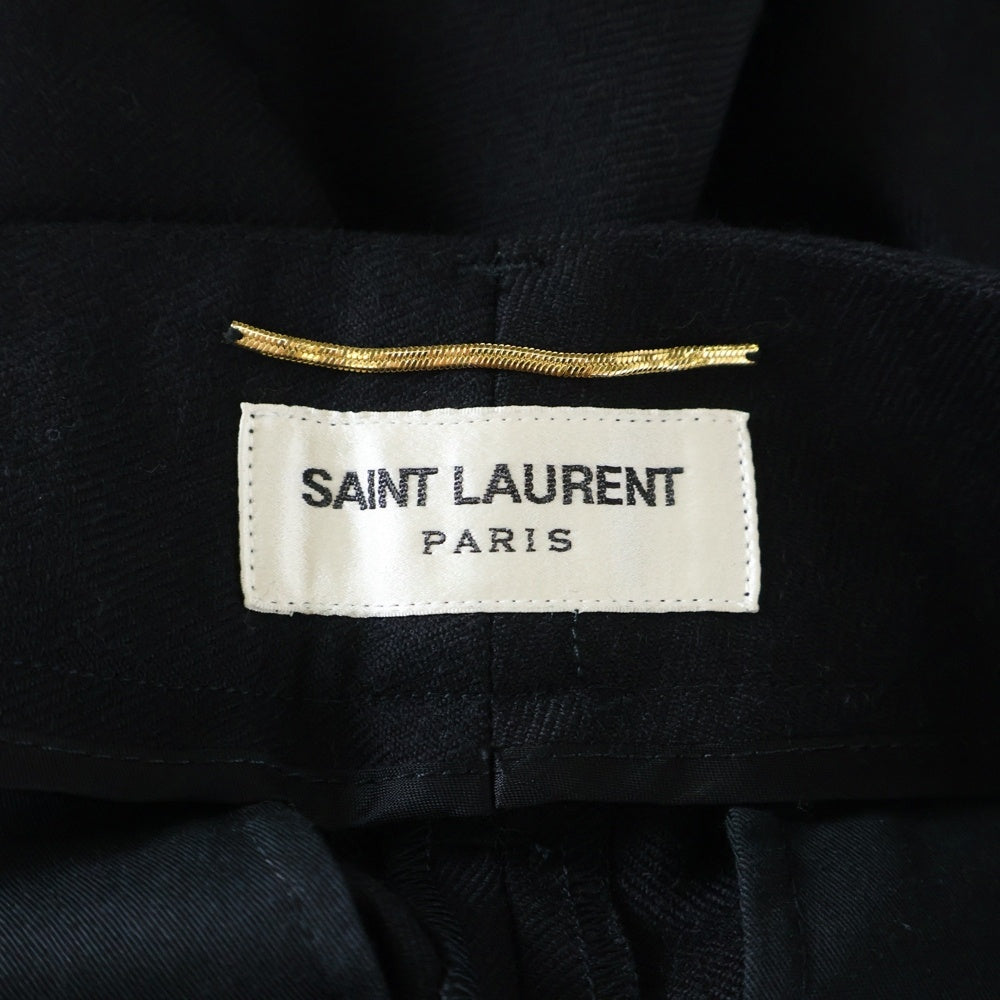 SAINT LAURENT PARIS(サンローランパリ) Wool Side Line Pants ウールサイドラインパンツ スラックス ブラック×ゴールド 558550 Y221W