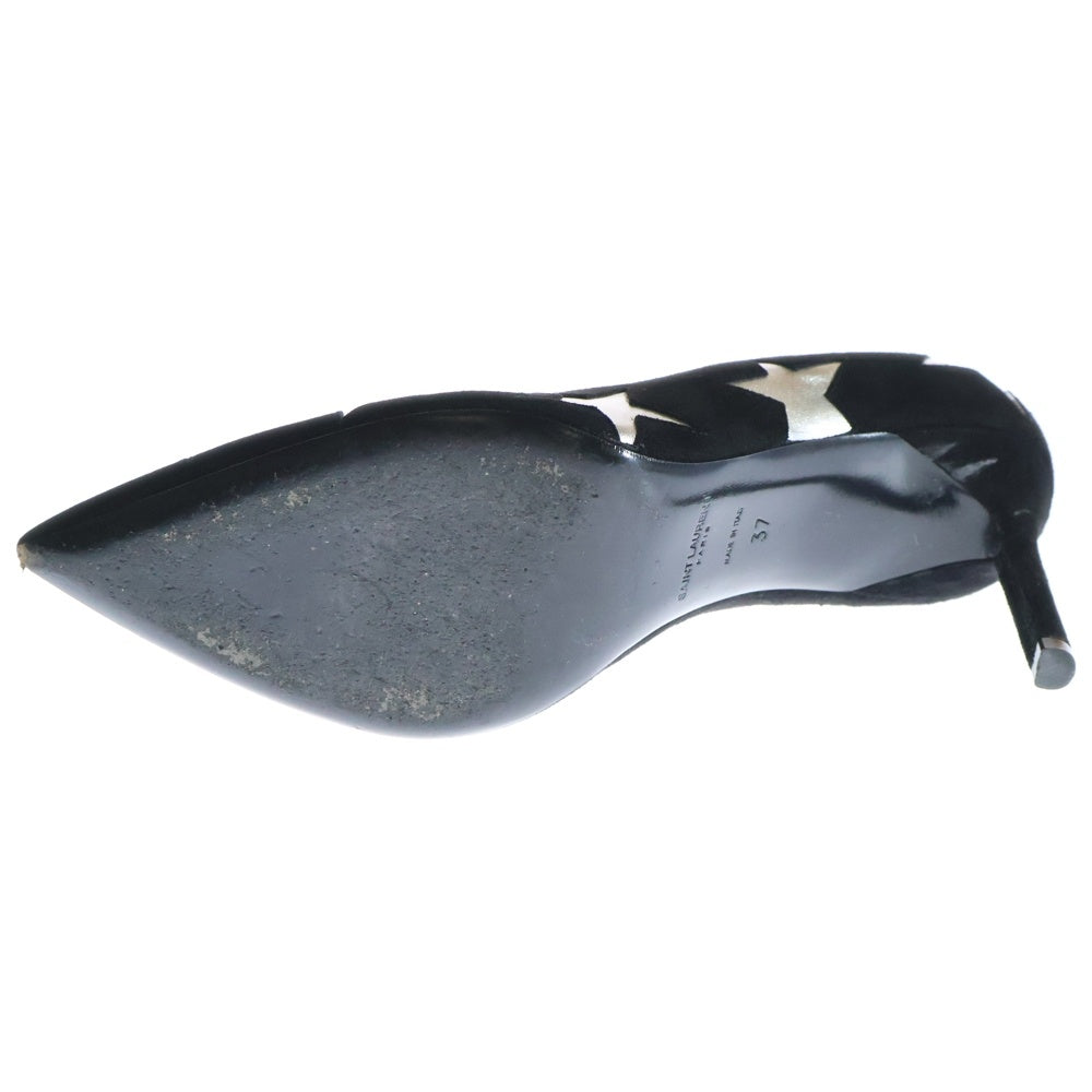 SAINT LAURENT PARIS(サンローランパリ) ハイヒール スターモチーフパンプス 星柄 ブラック×シルバー レザー #37 レディース