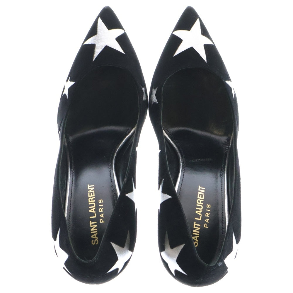 SAINT LAURENT PARIS(サンローランパリ) ハイヒール スターモチーフパンプス 星柄 ブラック×シルバー レザー #37 レディース