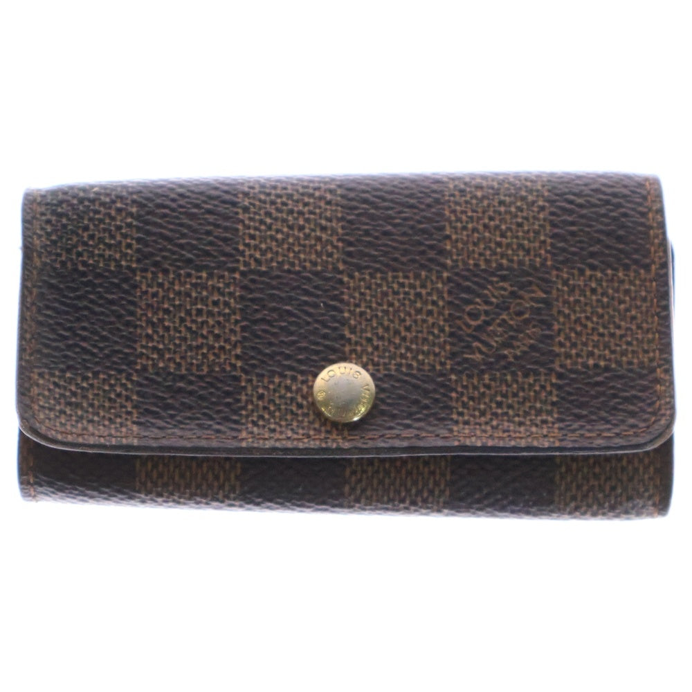 LOUIS VUITTON(ルイヴィトン) ダミエ ミュルティクレ4 キーケース キーリング バッグチャーム ブラウン ゴールド金具 PVC N62631