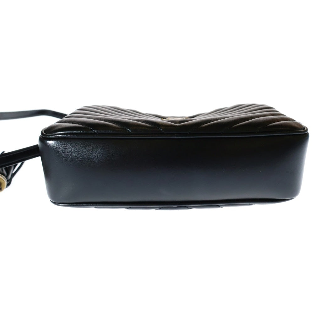 SAINT LAURENT PARIS(サンローランパリ) ルー ショルダーバッグ 斜め掛けバッグ Vステッチ ブラック ゴールド金具 レザー フリンジ 574494