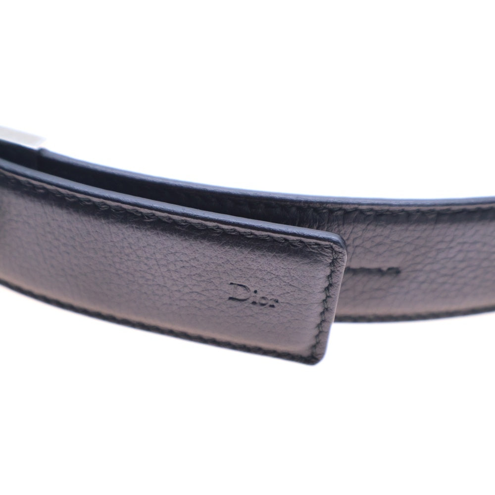 DIOR(ディオール) CDロゴバックル リバーシブル レザー ベルト シルバー金具 ブラック/ネイビー 23-MA-0120